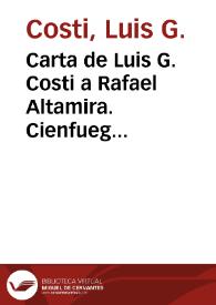 Portada:Carta de Luis G. Costi a Rafael Altamira. Cienfuegos, 22 de febrero de 1910 