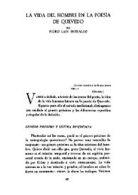 Portada:La vida del hombre en la poesía de Quevedo / por Pedro Laín Entralgo