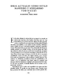 Portada:Ideas actuales sobre estilo manuelino y mudejarismo portugués / por Florentino Pérez Embid
