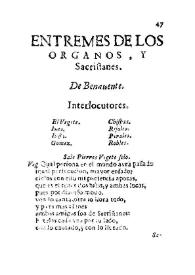 Portada:Entremes de los organos, y sacristanes / De Benauente