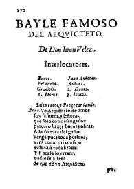 Portada:Bayle famoso del arquitecto / De Don Iuan Velez