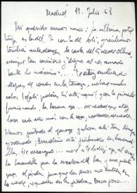 Portada:Carta de Asunción Balaguer a Francisco Rabal. Madrid, 11 de julio de 1968