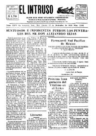 Portada:Diario Joco-serio netamente independiente. Tomo XXVI, núm. 2641, jueves 19 de diciembre de 1929