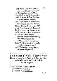 Portada:Entremes que cantaron Bernarda Manuela, la Grifona, de Zagala, y Manuela de Escamilla de Zagal, en fiesta de sus Magestades / De D. Gil de Armesto y Castro