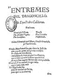 Portada:Entremes del Dragonzillo / de Don Pedro Calderón