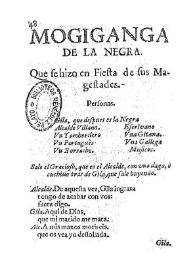 Portada:Mogiganga de la Negra : que se hizo en fiesta de sus magestades