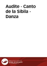 Portada:Audite - Canto de la Sibila - Danza / dirección musical, arreglos Alicia Lázaro, producción Nao d'amores