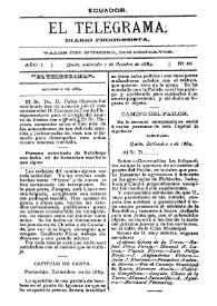 Portada:Año I, núm. 66, miércoles 2 de octubre de 1889