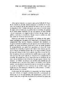 Portada:Por la integridad del recuerdo de Marañón / Pedro Laín Entralgo