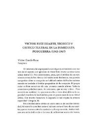 Portada:Víctor Ruiz Iriarte, teórico y crítico teatral en la inmediata posguerra (1943-1947) / Víctor García Ruiz