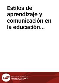 Portada:Estilos de aprendizaje y comunicación en la educación a distancia.