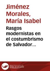 Portada:Rasgos modernistas en el costumbrismo de Salvador Rueda  : \"El patio andaluz\" y \"El cielo alegre\" / María Isabel Jiménez