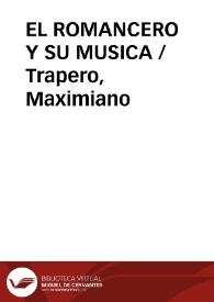 Portada:EL ROMANCERO Y SU MUSICA / Trapero, Maximiano