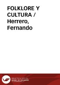 Portada:FOLKLORE Y CULTURA / Herrero, Fernando