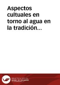 Portada:Aspectos cultuales en torno al agua en la tradición Riojana / Quijera Perez, José Antonio