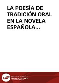 Portada:LA POESÍA DE TRADICIÓN ORAL EN LA NOVELA ESPAÑOLA CONTEMPORANEA: MIGUEL DELIBES / Garcia Mateos, Ramón
