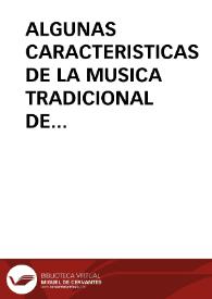 Portada:ALGUNAS CARACTERISTICAS DE LA MUSICA TRADICIONAL DE LOS VAQUEIROS DE ALZADA / Represa Perez, Fernando