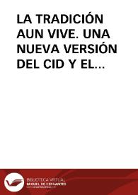 Portada:LA TRADICIÓN AUN VIVE. UNA NUEVA VERSIÓN DEL CID Y EL CONDE LOZANO / Fraile Gil, José Manuel