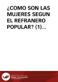 Portada:¿COMO SON LAS MUJERES SEGUN EL REFRANERO POPULAR? (1) / Fernandez Poncela, Anna M.