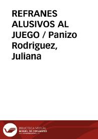 Portada:REFRANES ALUSIVOS AL JUEGO / Panizo Rodriguez, Juliana