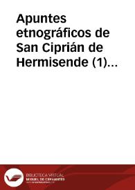 Portada:Apuntes etnográficos de San Ciprián de Hermisende (1) / Fernandez Vecilla, Santiago