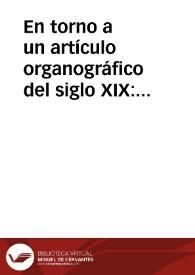 Portada:En torno a un artículo organográfico del siglo XIX: Pastor-músico de las montañas de Fonsagrada (Lugo) / Varela De Vega, Juan Bautista