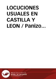 Portada:LOCUCIONES USUALES EN CASTILLA Y LEON / Panizo Rodriguez, Juliana