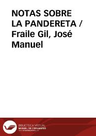 Portada:NOTAS SOBRE LA PANDERETA / Fraile Gil, José Manuel