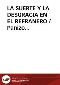 Portada:LA SUERTE Y LA DESGRACIA EN EL REFRANERO / Panizo Rodriguez, Juliana