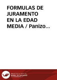 Portada:FORMULAS DE JURAMENTO EN LA EDAD MEDIA / Panizo Rodriguez, Juliana