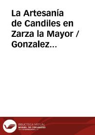 Portada:La Artesanía de Candiles en Zarza la Mayor / Gonzalez NuÑez, Emilio y Demetrio