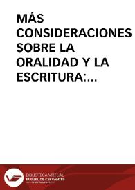 Portada:MÁS CONSIDERACIONES SOBRE LA ORALIDAD Y LA ESCRITURA: LA ODISEA Y LA GUERRA CIVIL ESPAÑOLA / Martinez Angel, Lorenzo