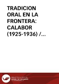 Portada:TRADICION ORAL EN LA FRONTERA: CALABOR (1925-1936) / Barrio, Herminio / ESPINA