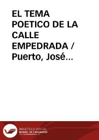 Portada:EL TEMA POETICO DE LA CALLE EMPEDRADA / Puerto, José Luis