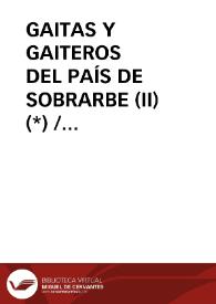 Portada:GAITAS Y GAITEROS DEL PAÍS DE SOBRARBE (II) (*) / Torre, Alvaro de la