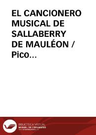Portada:EL CANCIONERO MUSICAL DE SALLABERRY DE MAULÉON / Pico Pascual, Miguel Angel