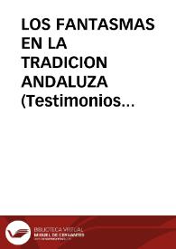 Portada:LOS FANTASMAS EN LA TRADICION ANDALUZA (Testimonios orales y reflejos literarios) / Rodriguez Baltanas, Enrique y PEREZ CASTELLANO