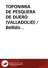 Portada:TOPONIMIA DE PESQUERA DE DUERO (VALLADOLID) / Bellido Blanco, Antonio