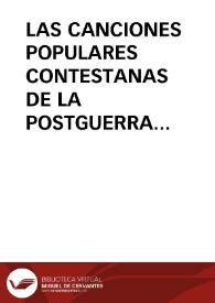 Portada:LAS CANCIONES POPULARES CONTESTANAS DE LA POSTGUERRA (1940-1950) / Pico Pascual, Miguel Angel