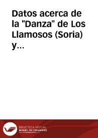 Portada:Datos acerca de la "Danza" de Los Llamosos (Soria) y su comparación con algunos otros aspectos semejantes de la provincia de Guadalajara / Lopez De Los Mozos, José Ramón / CASA MARTINEZ