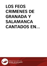 Portada:LOS FEOS CRIMENES DE GRANADA Y SALAMANCA CANTADOS EN CANTABRIA / Garrido Palacios, Manuel