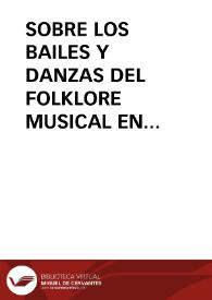 Portada:SOBRE LOS BAILES Y DANZAS DEL FOLKLORE MUSICAL EN ESPAÑA / Fernandez Alvarez, Oscar