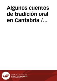 Portada:Algunos cuentos de tradición oral en Cantabria / Gomarin Guirado, Fernando