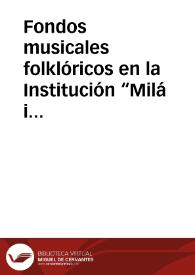 Portada:Fondos musicales folklóricos en la Institución “Milá i Fontanals” del C.S.I.C. en Barcelona. Misiones y concursos en Castilla y León (1943-1960). Las provincias de Palencia, Segovia y Salamanca (II) / Porro Fernandez, Carlos A.