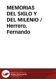 Portada:MEMORIAS DEL SIGLO Y DEL MILENIO / Herrero, Fernando