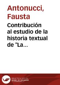 Portada:Contribución al estudio de la historia textual de \"La dama duende\" / Fausta Antonucci