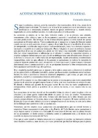 Portada:Acotaciones y literatura teatral / Fernando Almena