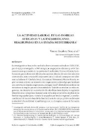 Portada:La actividad laboral de las familias africanas y latinoamericanas reagrupadas en la España mediterránea / Vicente Gozálvez Pérez... [et.al.]