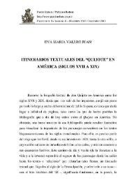 Portada:Itinerarios textuales del "Quijote" en América (siglos XVII a XIX) / Eva María Valero Juan