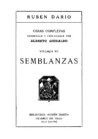 Portada:Semblanzas / Rubén Darío ; ordenadas y prologadas por Alberto Ghiraldo